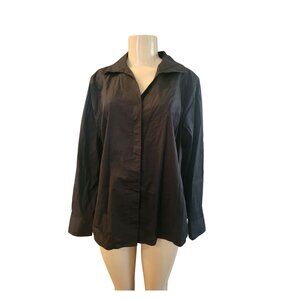 The Limited Black Woven Wear to Work Long Sleeve Button Down Women's Shirt